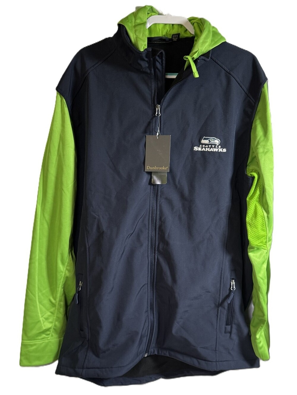 Dunbrooke Seattle Seahawks Navy/Neon Green Alpha Full Zip Jacket Mens 2XLT NWT